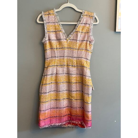 MAEVE @ ANTHROLOPOGIE SLEEVELESS TWEED MULTICOLOR MINI DRESS PEARL BUTTONS SZ 0 - Picture 14 of 16
